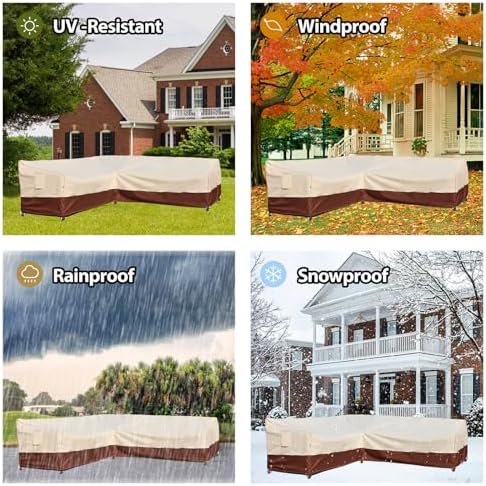 Outdoor Sectional Cover, 90-inch V-Shaped Patio Furniture Sofa Covers Waterpr...