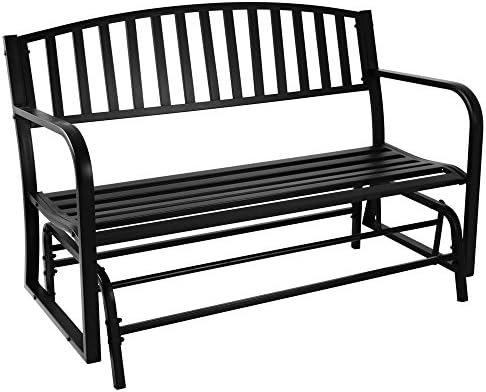 Sunnydaze 50-Inch W 2-Person Glider Garden Bench - 615 lb Capacity - Black