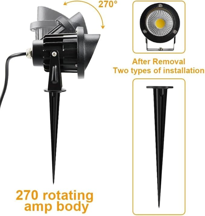 Romwish 120V LED Landscape Spotlights, 10W Outdoor Spotlights for Yard, 3000K...
