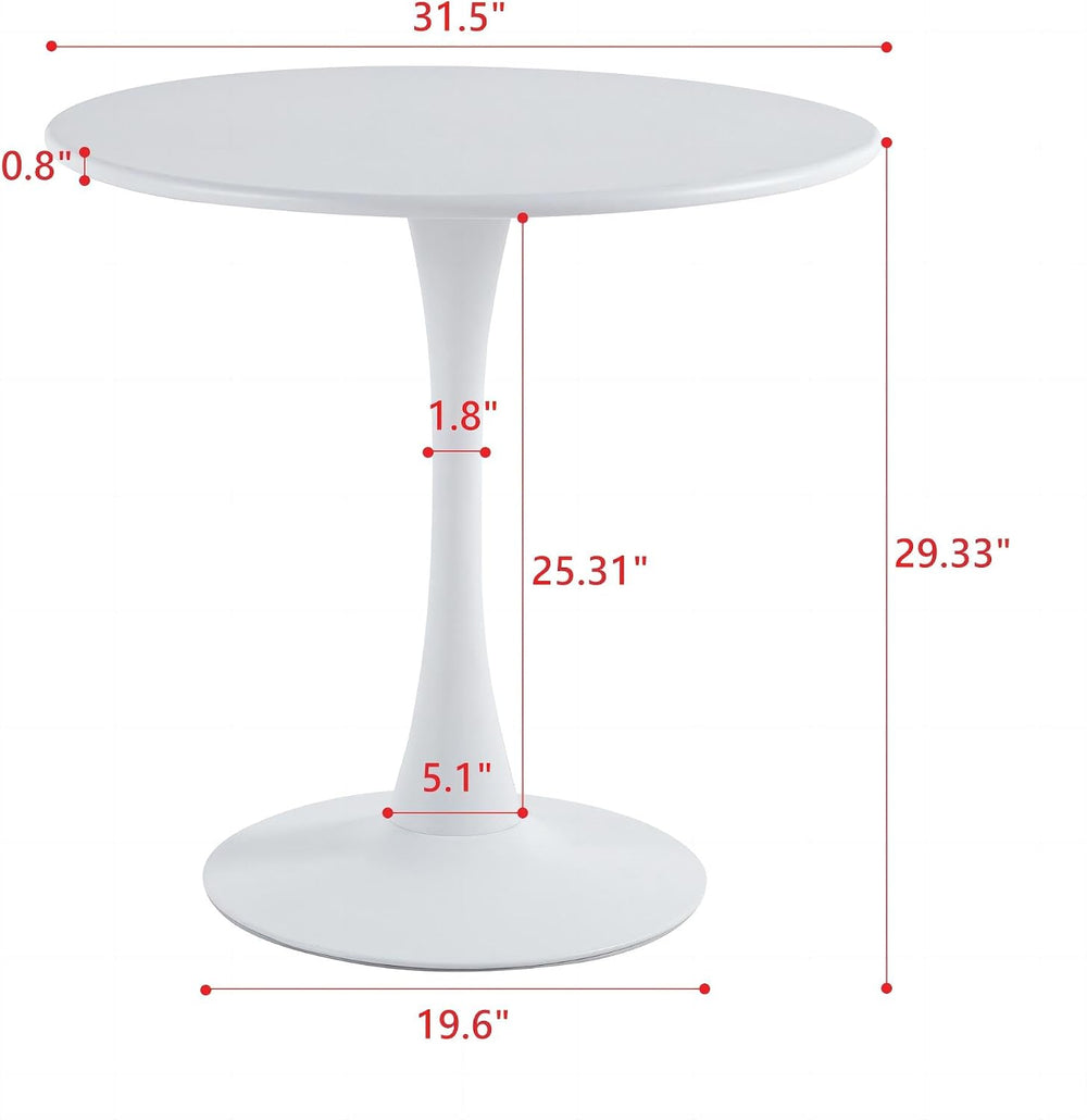 31.5" Mid-Century Round Dining Table for Outdoor, Tulip Table Metal Kitc...