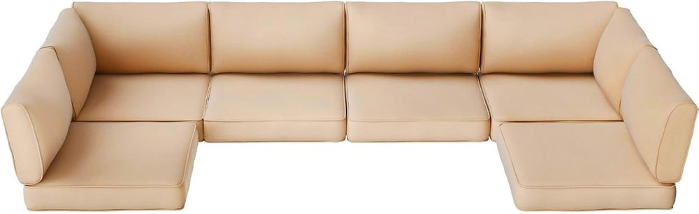 SUNCOZE 14 pcs Outdoor Cushions Replacement for Patio Furniture (Khaki)