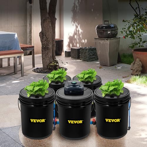 VEVOR 5 Buckets DWC Hydroponic System, 5 Gallon, Deep Culture, Plants Grow Ki...