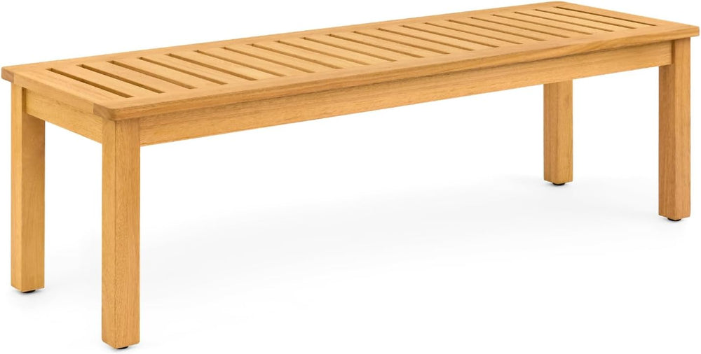 52" Backless Wood Bench Seat, Outdoor Garden Patio Bench, Entryway