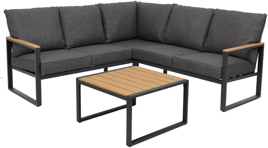6 Pieces Metal Outdoor Sectional, Patio Conversation Set,Grey