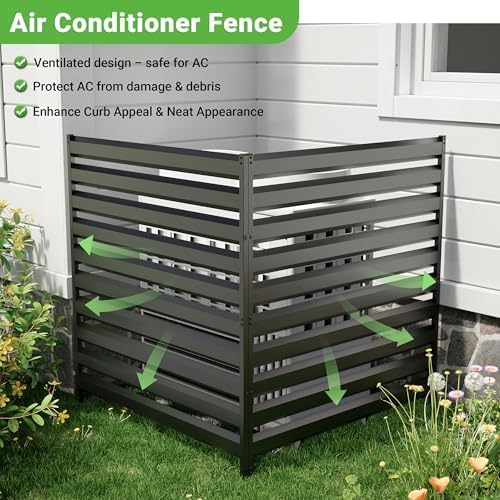 BESFUR 42" H x 38" W Metal Privacy Fence Panels for Outside, Decora...