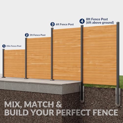 5 Pack 8FT Inground Aluminum Fence Posts for 6FT Privacy Panels