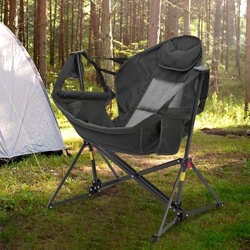 Ainfox Hammock Camping Chair, Foldable Portable Rocking Chairs for Adults Out...