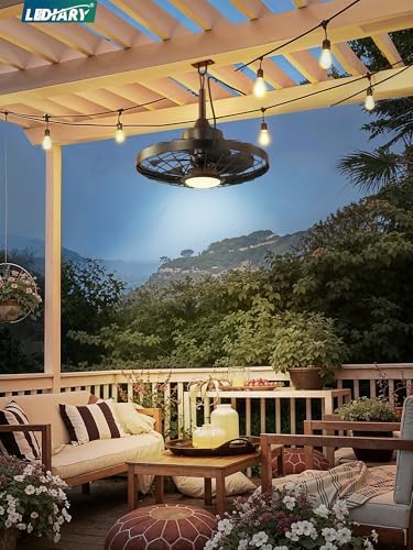 LEDIARY 20" Outdoor IP65 Waterproof Plug in Ceiling Fan with Lights