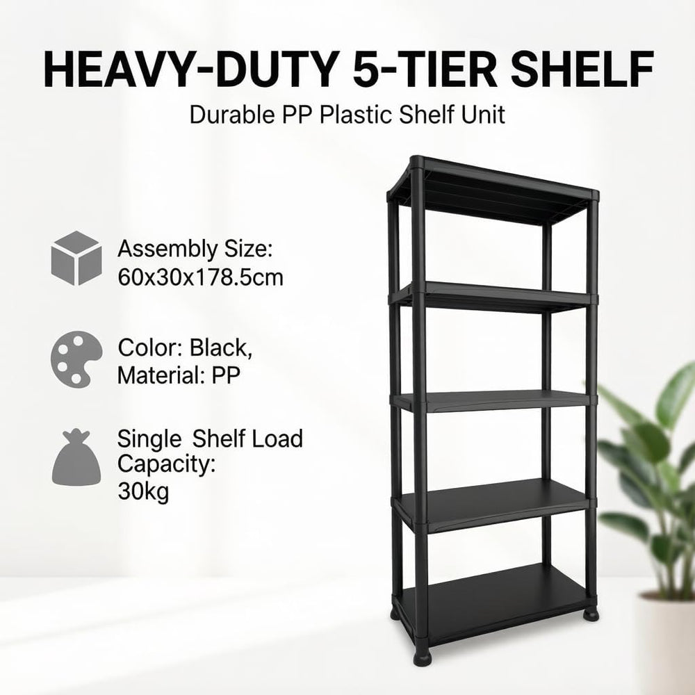 5‑Tier Plastic Storage Shelving Unit for Garage Storage Shelve 70"×24&qu...