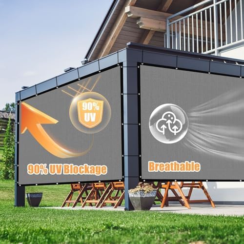 Amagenix 90% Sun Shade Cloth with Grommets, 8' x 16' Pergola Replacem...