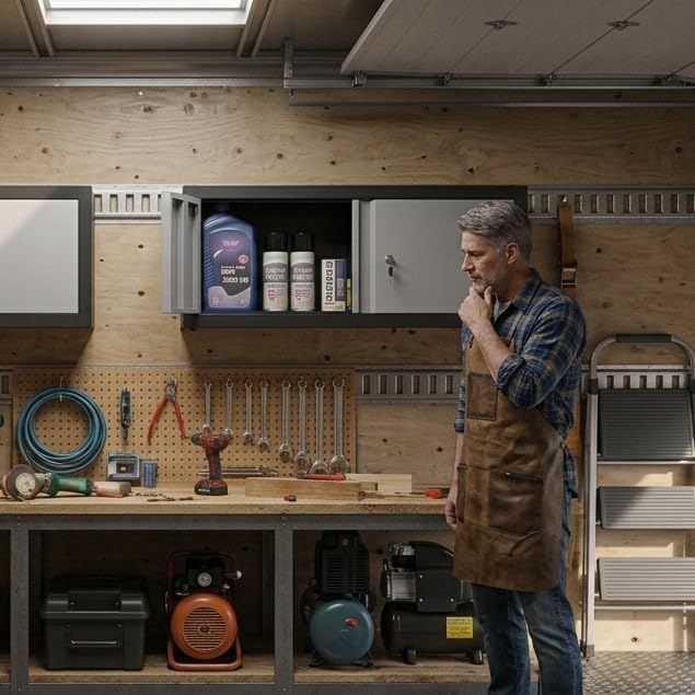 Wall Mounted Cabinet, Low-Profile Steel Garage Storage Cabinets, Space-Saving...
