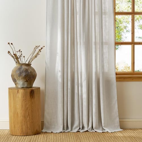 NICETOWN Faux Linen Curtains 2 Panels Set for Bedroom/Living Room 96 inch Lon...