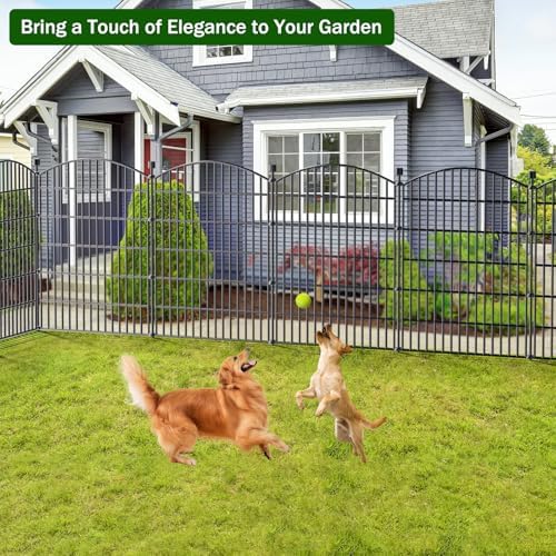 10 Panel No Dig Decorative Garden Fence 40" H x 23.6'L Outdoor Dog B...