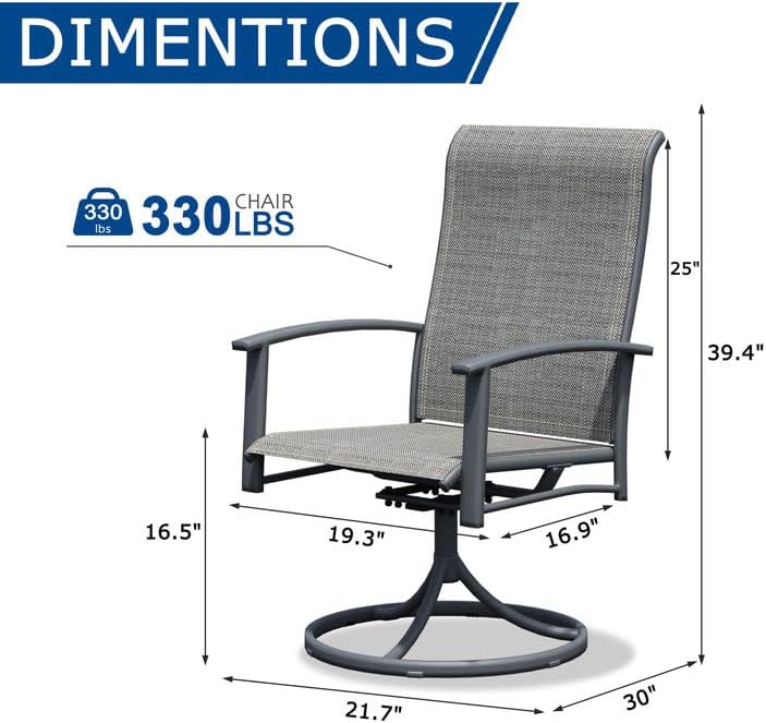 Patio Swivel Chairs Set of 2, Outdoor Swivel Chairs with Armrest, High Back P...