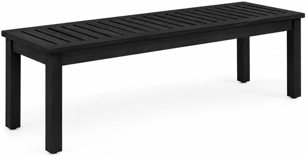 52" Backless Wood Bench Seat, Outdoor Garden Patio Bench, Entryway