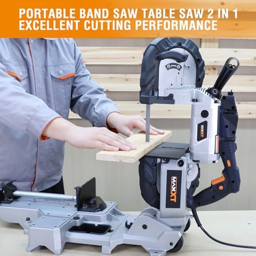 MAXXT 2-in-1 Band Saw with Table Saw Base, 10A 5-Inch Deep Cut Portable Band ...