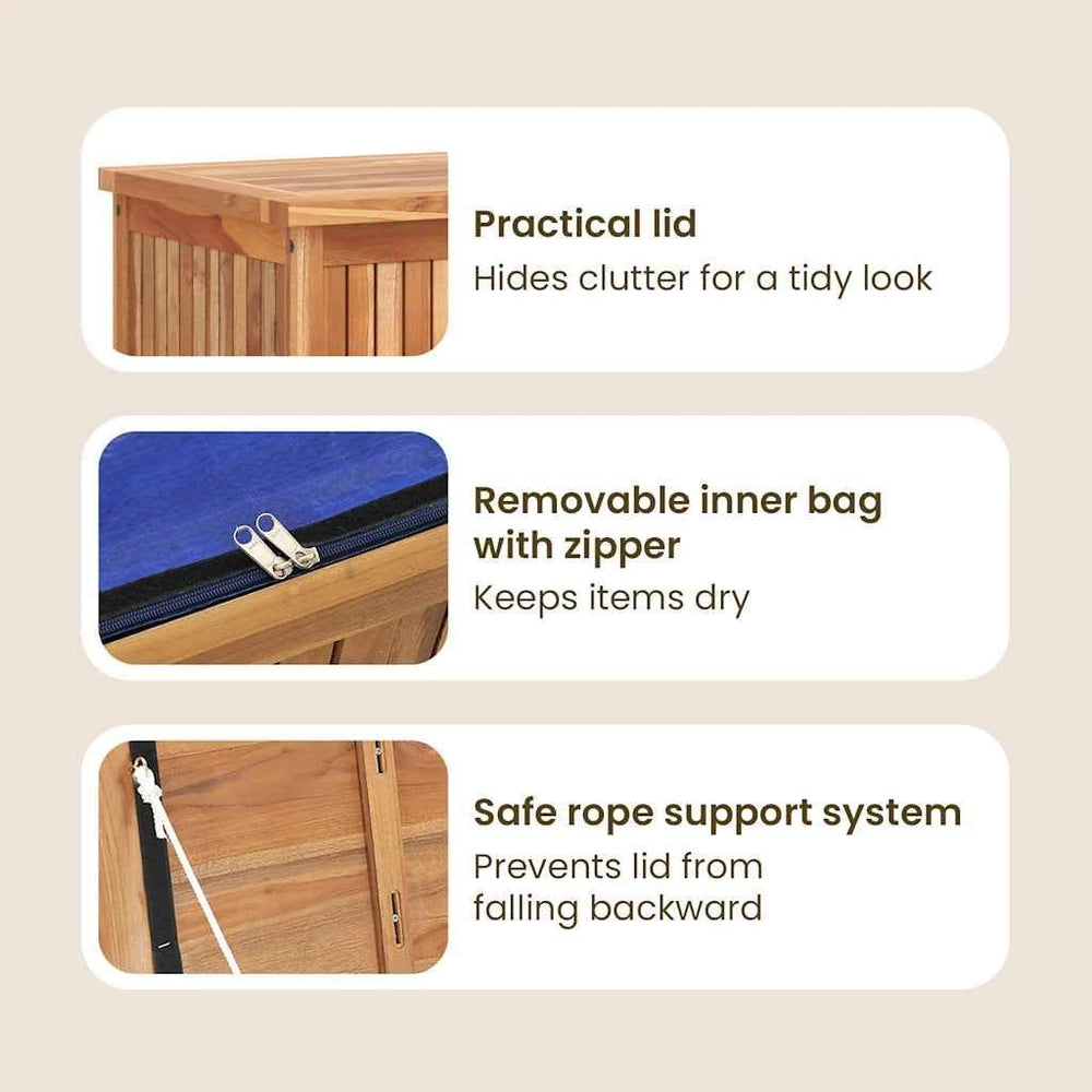 vidaXL Solid Teak Wood Patio Storage Box - Rustic Design, Ample Storage Space...