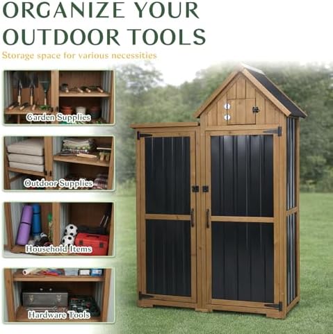 Outdoor Storage Cabinet Weatherproof with 3 Adjustable Shelves, 66'' ...