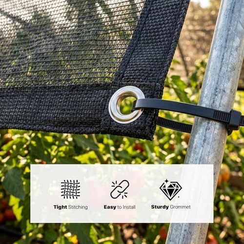 ShadeMart 70% Black Shade Cloth 10' x 16' HDPE Mesh Tarp for Garden P...