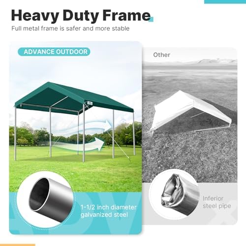 ADVANCE OUTDOOR Adjustable 10x15 ft Heavy Duty Carport Car Canopy Garage Boat...