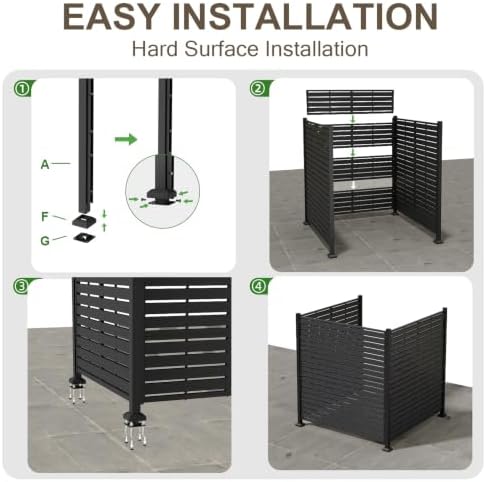 3 Panels Outdoor Air Conditioner Fence, 48" W X 51" H No-Dig Outdoo...