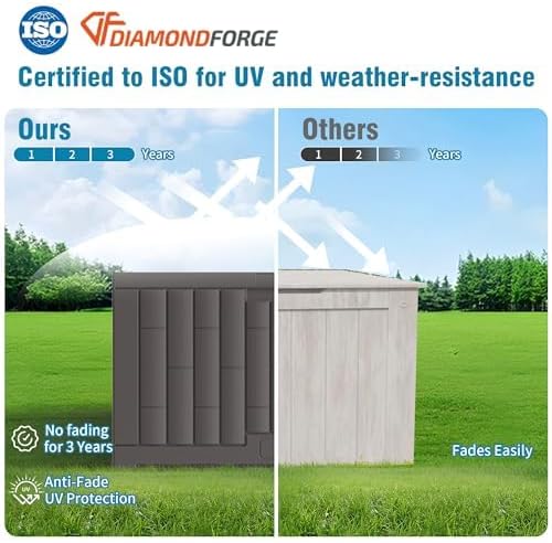 Outdoor Storage Box, 60 Gallon Waterproof Deck Box, Lockable Storage Containe...