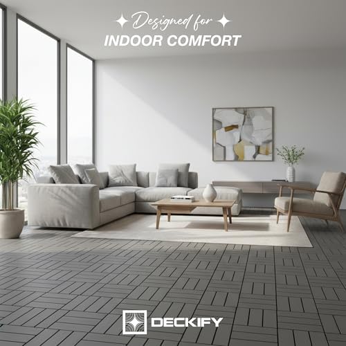 Acacia Interlocking Deck Tiles Outdoor Waterproof All Weather Gray Crossed