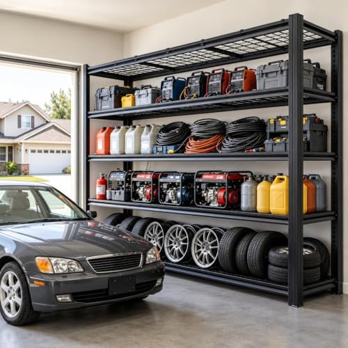 REIBII 60.1" W Heavy Duty Garage Shelving,3050LBS Metal Shelving for Shop