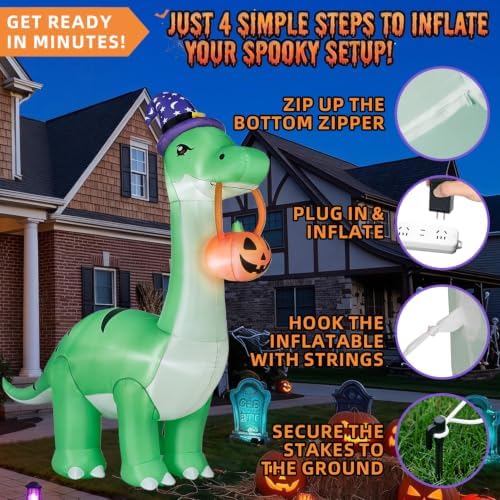 12FT Halloween Inflatable Huge Dinosaur Decorations Outdoor Blow Up