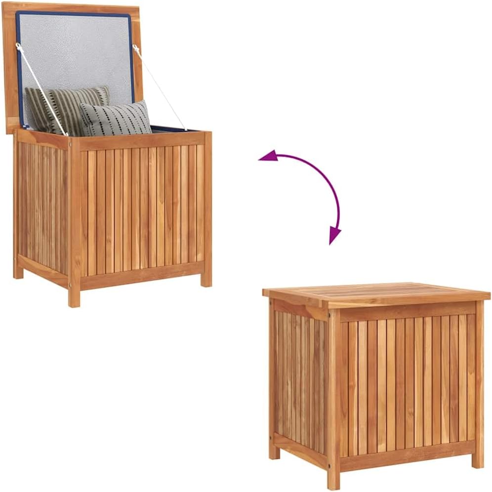 vidaXL Solid Teak Wood Patio Storage Box - Rustic Design, Ample Storage Space...