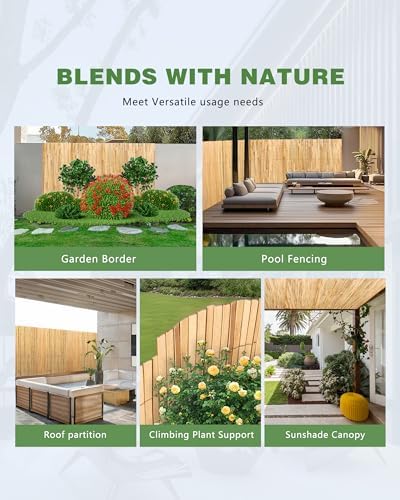 4ft x 13ft Natural Bamboo Slat Screening Roll, Outside Bamboo Privacy Fencing...