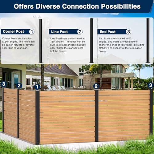 45" Aluminium Privacy Fence Line Post, 4 Pack