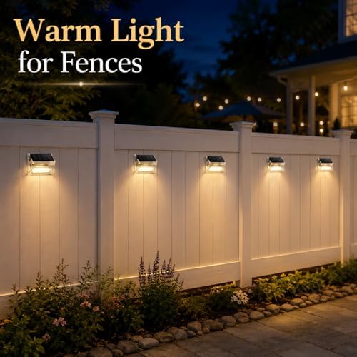 Qualdout Solar Outdoor Lights, 8 Pack Solar Fence Deck Lights, Waterproof Out...