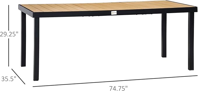 Outsunny 75" x 35" Outdoor Dining Table for 8 People, Rectangular A...
