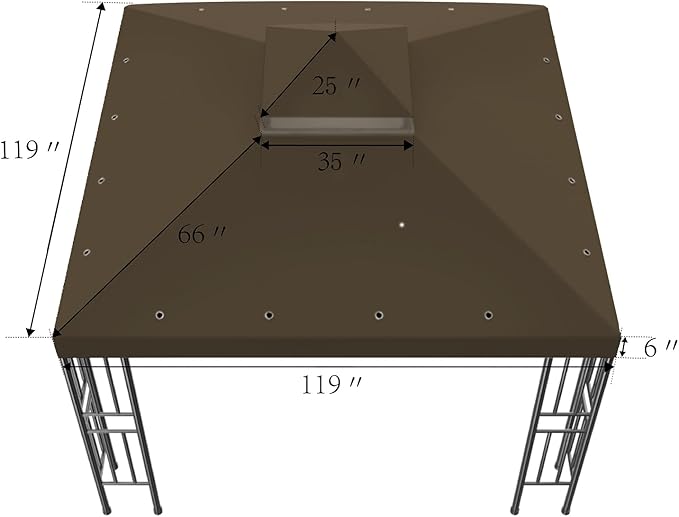 Sumfaller 10x10 FT Gazebo Replacement Canopy Top Cover Double Tiered Canopy T...