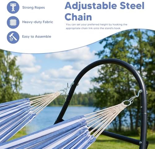 SUNCREAT Hammocks for Outside with Stand, Porch Hammock and Stand, 475 lbs Ca...