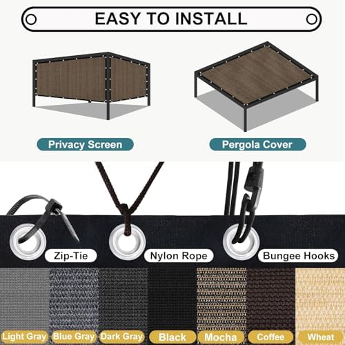 Shade&Beyond 90% Sun Shade Cloth with Grommets, 6' X 12' Pergola ...