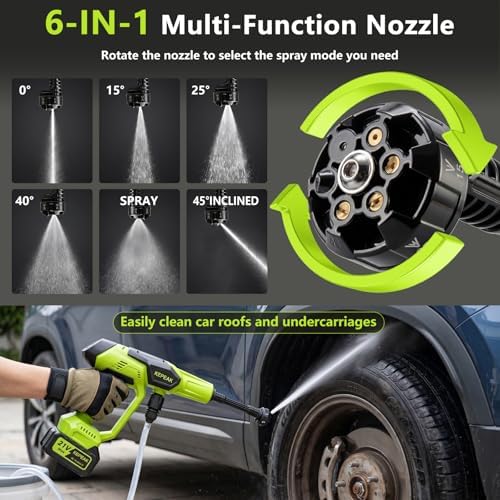 Cordless Pressure Washer, 1450 PSI Portable Handheld Power Washer with 6-in-1...