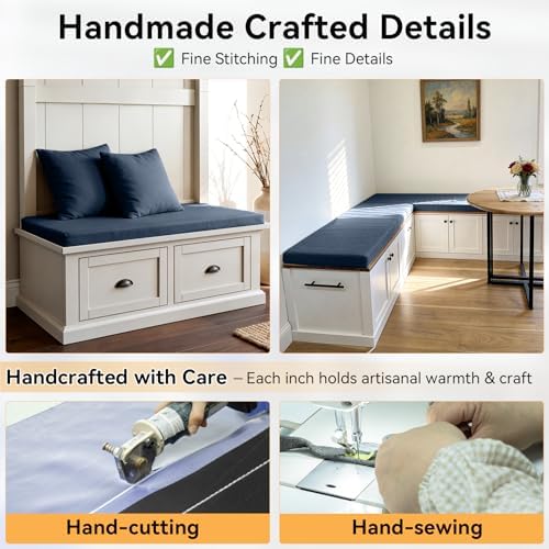 ROFIELTY Bench Cushion for Indoor Furniture Blue, 39x17x2 inch