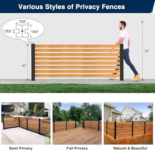 45" Aluminium Privacy Fence Line Post, 4 Pack