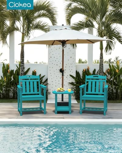 Ciokea HDPE Outdoor Patio Dining Chairs Set of 2, All-Weather, Lake Blue