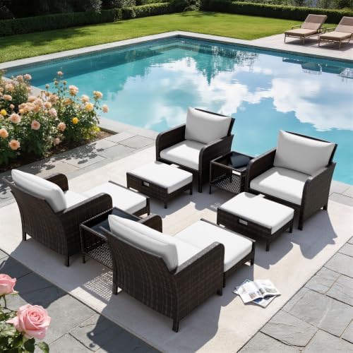 LEVELEVE Patio Conversation Set 5 Piece, Balcony Furniture Outdoor PE Rattan ...