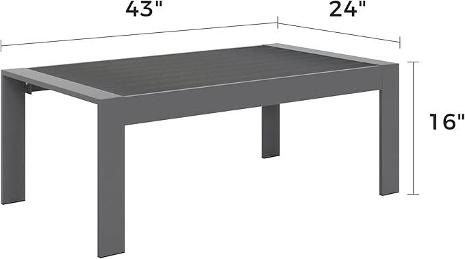 Solaste Aluminum Outdoor Coffee Table, All-Weather Rectangle Metal Patio Coff...