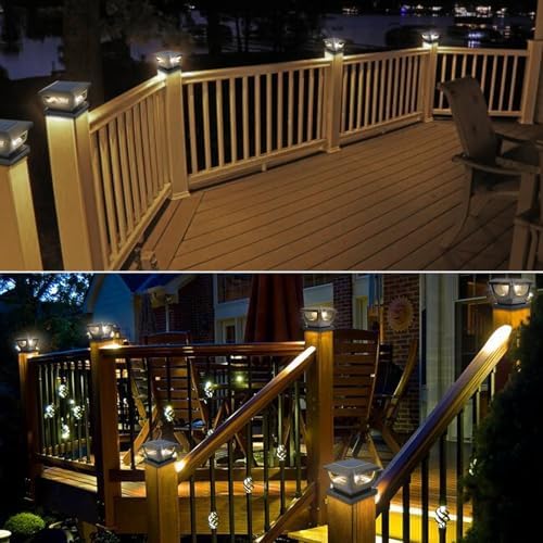 Solar Post Cap Lights for 3x3 Metal/Vinyl & 4x4 Wood Posts, Black-6 Pack