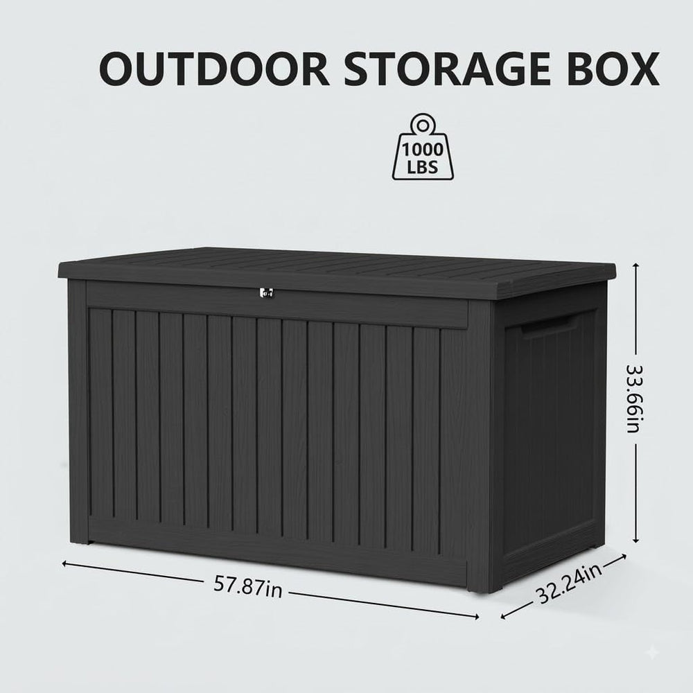 320 Gallon Outdoor Storage Box Waterproof Deck Box Patio Black