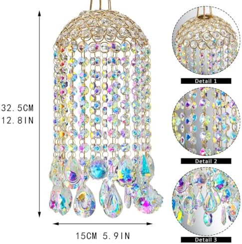 12.8'' Crystal Wind Chime Suncatchers Wind Chimes for Window Indoor O...