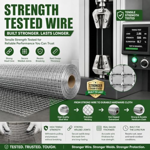 Hardware Cloth 1/2 inch Chicken Wire Fencing 48 x 100 Ft 19-Gauge | Hot-dip G...
