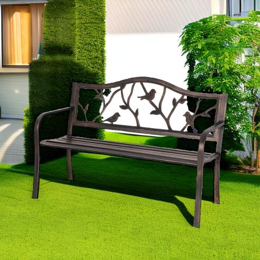 Sophia & William Outdoor Bench, Porch Bench, Garden Bench, Wrought Iron B...