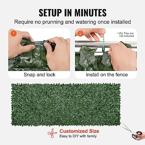 VEVOR Artificial Ivy Privacy Fence Screen, 59 x 158 in Faux Ivy Vine Leaf Hed...