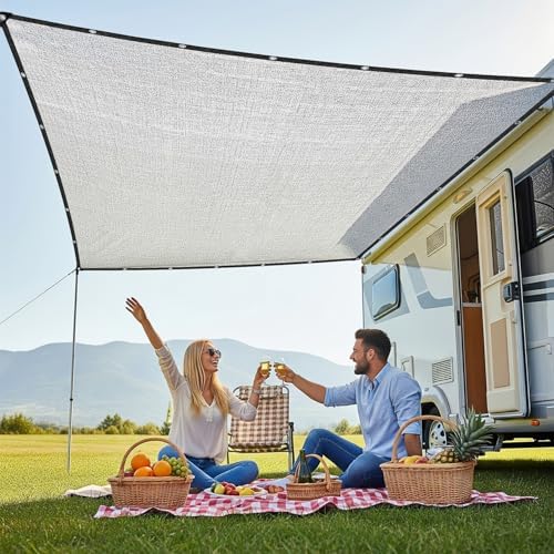 SUNNY GUARD 99% Aluminum Sun Shade Cloth, 8x8FT Heat Reflective Tarp